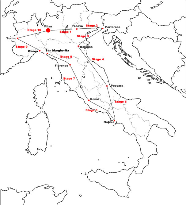 Giro d'Italia 1922 Map